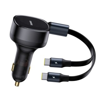 Ładowarka samochodowa 2w1 z dwoma przewodami USB-C 33W - czarna BASEUS