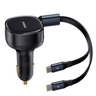 Ładowarka samochodowa 2w1 z dwoma przewodami USB-C 33W - czarna BASEUS
