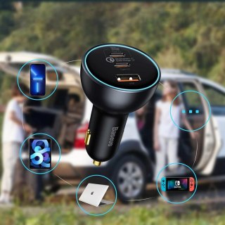 Ładowarka samochodowa z technologią Qualcomm Quick Charge 5 USB-C USB-A 160W - szara BASEUS