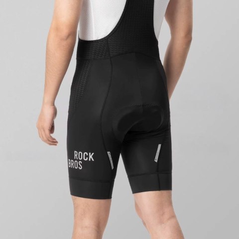 Spodenki rowerowe męskie krótkie z szelkami i wkładką Rozmiar L - czarne ROCKBROS