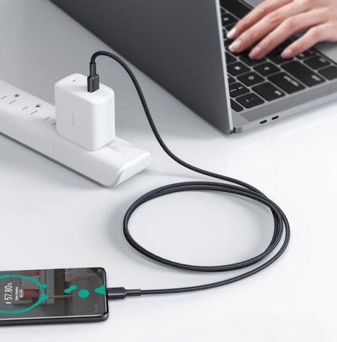 CB-CD45 kabel USB-C - USB-C 0,9m 60W PD 3A 20V nylonowy oplot czarny