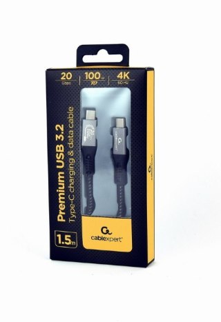 Kabel Premium USB-C 3.2 gen 2 20 Gbps 100W 1.5m PD Gembird