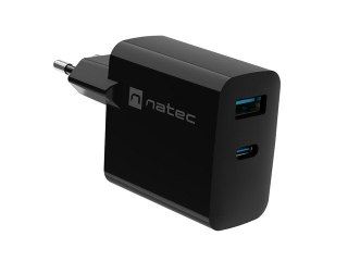 Ładowarka sieciowa Ribera GAN 1X USB-A + 1X USB-C 45W Czarna Natec