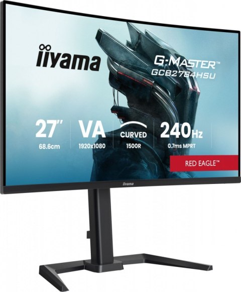 Monitor 27 cali GCB2784HSU-B1 FHD, 0.7ms, VA, 1500R, 240Hz, 2xHDMI, DP, 2xUSB, FreeSync Premium -1920x1080 (48-240Hz), HDR10, 2x