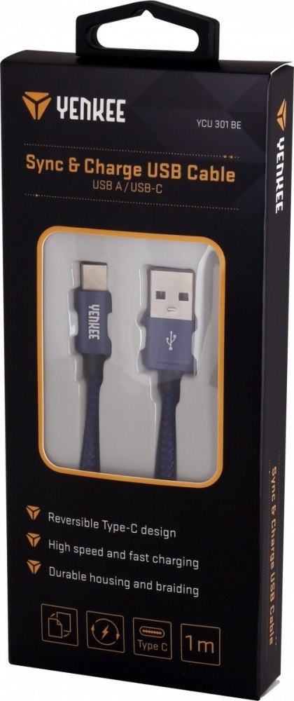 Kabel USB A 2.0 / USB C transfer danych 480Mb/s /3A YENKEE