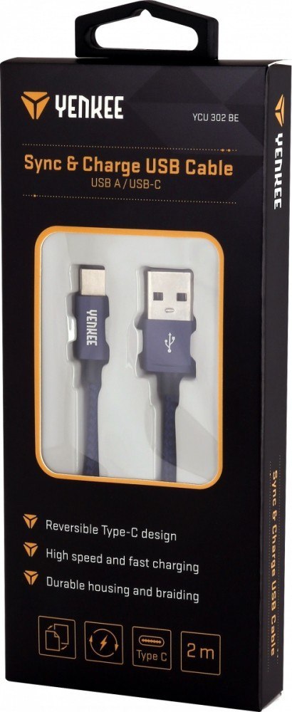 Kabel USB A 2.0 / USB C transfer danych 480Mb/s /3A YENKEE