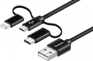 Kabel USB A na USB C/Micro USB/Lightning 2.1/3/2.4 A YENKEE