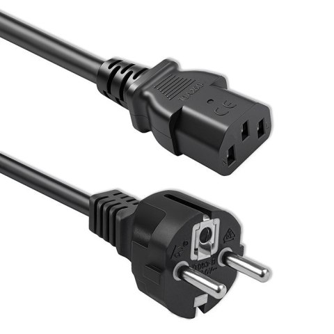 Kabel zasilający SCHUKO CEE 7/7 (E/F) | IEC C13 | 3x1.0mm2 | Czysta miedź Cu | 1.5m