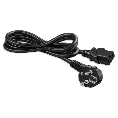 Kabel zasilający | wtyczka kątowa SCHUKO CEE 7/7 (E/F) | IEC C13 | 3x0.75mm2 | Czysta miedź Cu | 2m