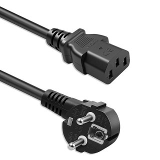 Kabel zasilający | wtyczka kątowa SCHUKO CEE 7/7 (E/F) | IEC C13 | 3x1.0mm2 | czysta miedź Cu | 1.8m