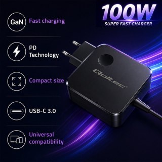 Ładowarka sieciowa GaN 100W | USB-C PD | 5-20V | 3-5A