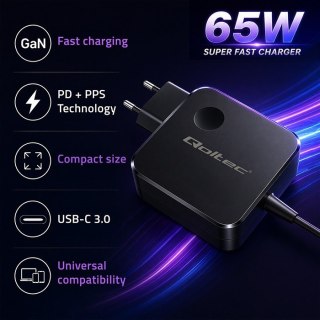 Ładowarka sieciowa GaN 65W | USB-C PD PPS | 5-21V | 3-3.25A