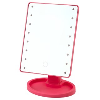 Lusterko Kosmetyczne 16 Diod LED Z Podstawką Regulacja Różowe LEAN Toys
