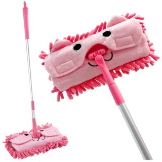 Mop Dla Dzieci Z Rączką Teleskopową Zwierzątko Różowy LEAN Toys