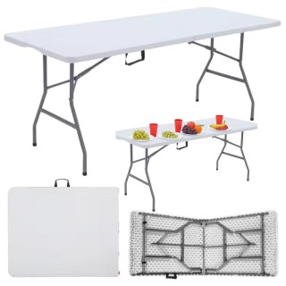 Stół Składany Z Blokadą Cateringowy Bankietowy Stolik Biały 180 x 74 cm LEAN