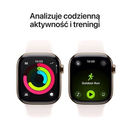Watch Series 11 GPS + Cellular koperta 42 mm z tytanu w kolorze złotym, pasek sportowy w kolorze łagodnego różu - rozmiar S/M