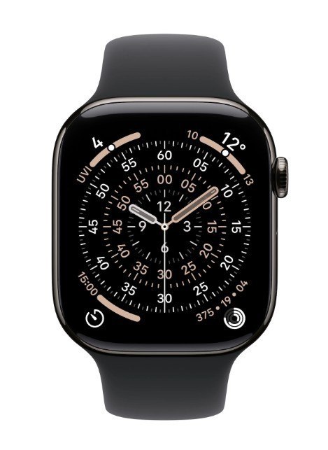 Watch Series 11 GPS + Cellular, koperta 46 mm z tytanu w kolorze łupku, pasek sportowy w kolorze czarnym - rozmiar M/L