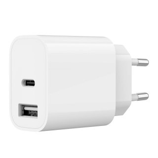Ładowarka uniwersalna USB 2-portowa (A+C), 2.4 A, biała