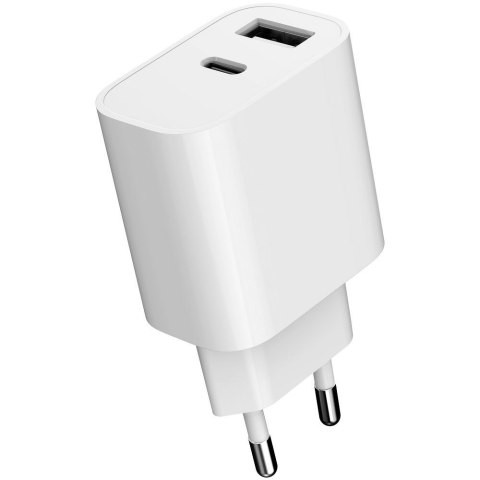 Ładowarka uniwersalna USB 2-portowa (A+C), 2.4 A, biała