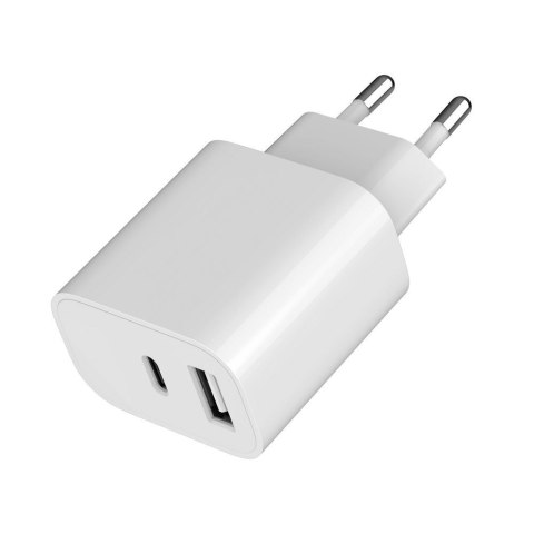 Ładowarka uniwersalna USB 2-portowa (A+C), 2.4 A, biała