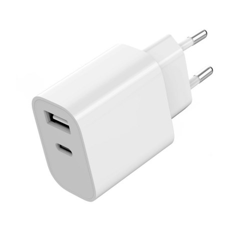 Ładowarka uniwersalna USB 2-portowa (A+C), 2.4 A, biała