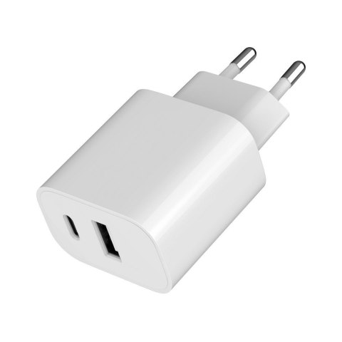 Ładowarka uniwersalna USB 2-portowa (A+C), 2.4 A, biała