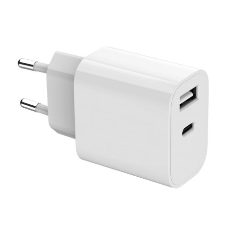 Ładowarka uniwersalna USB 2-portowa (A+C), 2.4 A, biała