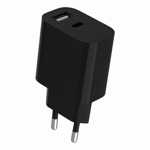 Ładowarka uniwersalna USB 2-portowa (A+C), 2.4 A, czarna