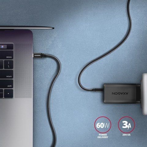 BUCM3-CM15AB Kabel USB-C - USB-C, 1.5m, PD 60W, 3A, ALU, oplot czarny