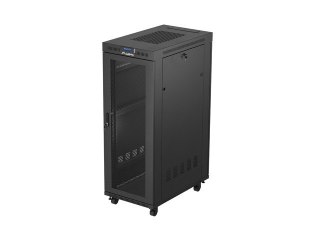 Szafa instalacyjna rack stojąca 19 cali 32U 600x1000 drzwi perforowane LCD czarna (Flat pack)