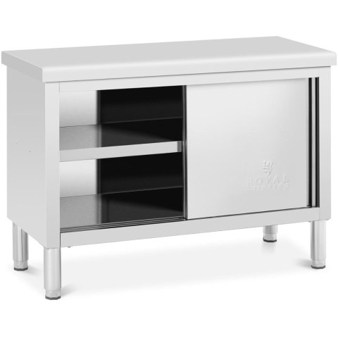 Stół gastronomiczny z szafką z drzwiami suwanymi STAL 120 x 50 cm do 390 kg Royal Catering