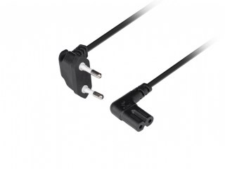 Kabel zasilający EURO ( radiowy) CEE 7/16 - IEC 320 C7 3m kątowy VDE czarny