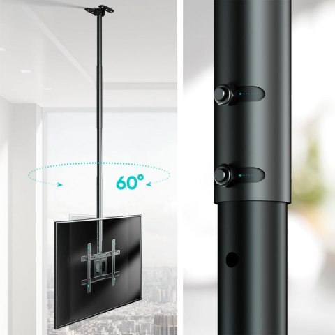 ONKRON N2L-B Uchwyt sufitowy obrotowo-pochylny do ekranu 32"-80" maks 68 kg czarny