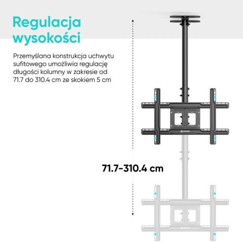 ONKRON N2L-B Uchwyt sufitowy obrotowo-pochylny do ekranu 32"-80" maks 68 kg czarny