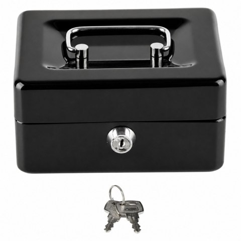 Mała Kasetka Na Pieniądze Metalowa Sejf Skrytka Na Klucz Czarna 13x10 cm LEAN