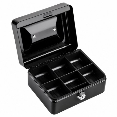 Mała Kasetka Na Pieniądze Metalowa Sejf Skrytka Na Klucz Czarna 13x10 cm LEAN