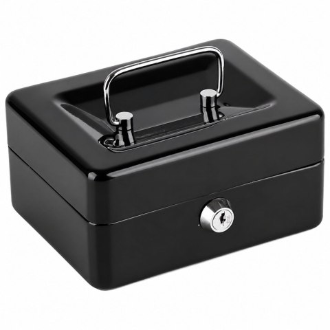 Mała Kasetka Na Pieniądze Metalowa Sejf Skrytka Na Klucz Czarna 13x10 cm LEAN