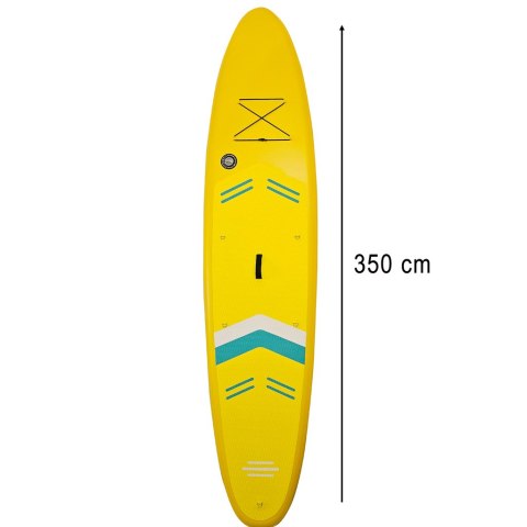 Deska SUP pompowana do pływania z siedzeniem akcesoriami wiosło zestaw żółta 350 cm Kik Sp. z o. o. Sp. k.
