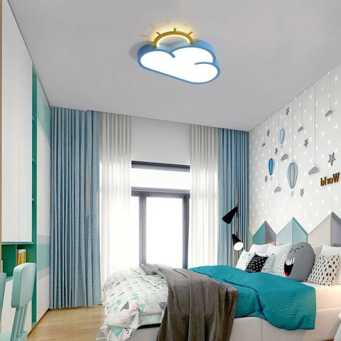 Lampa LED sufitowa plafon do pokoju dziecięcego ściemniana + pilot chmurka niebieska Kik Sp. z o. o. Sp. k.