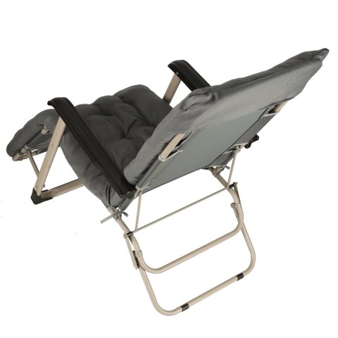 Leżak ogrodowy LUARO fotel składany turystyczny z poduszką szary Kik Sp. z o. o. Sp. k.