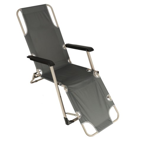Leżak ogrodowy LUARO fotel składany turystyczny z poduszką szary Kik Sp. z o. o. Sp. k.