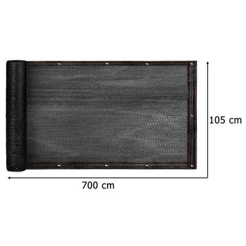 Osłona balkonowa LUARO mata maskująca siatka cieniująca na balkon taras 150g/m2 105x700cm UV + Trytytki Kik Sp. z o. o. Sp. k.
