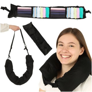 Poduszka turystyczna podróżna rogal zagłówek na szyję schowek do wypełnienia czarna Kik Sp. z o. o. Sp. k.