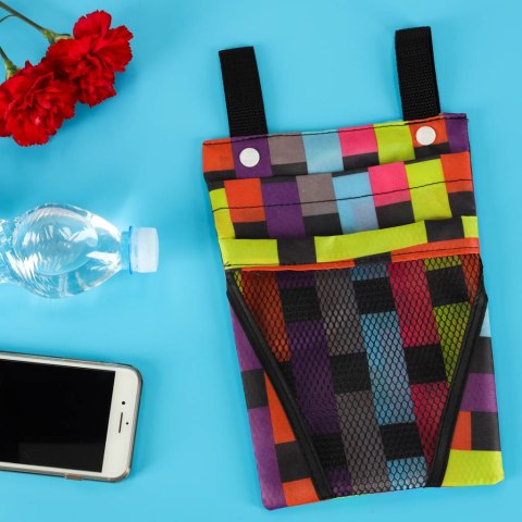 Torba na rower hulajnogę kierownicę telefon sakwa rowerowa kolorowa kratka Kik Sp. z o. o. Sp. k.