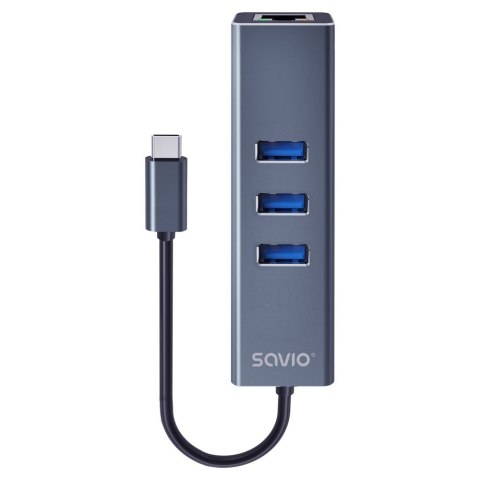 SAVIO AK-57 3-PORTOWY HUB USB-C Z ADAPTEREM RJ-45