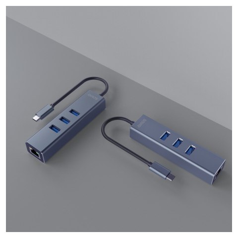 SAVIO AK-57 3-PORTOWY HUB USB-C Z ADAPTEREM RJ-45