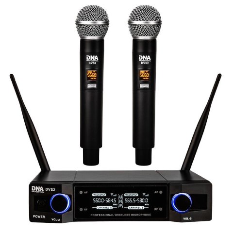DNA DVS2 - Mikrofon bezprzewodowy, 2x nadajnik doręczny + baza, pasmo UHF 560-590 MHz