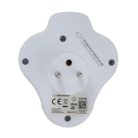 ESPERANZA ROZGAŁĘŹNIK ELEKTRYCZNY 3 GNIAZDA Z WYŁĄCZNIKIEM BIAŁY ELK304W