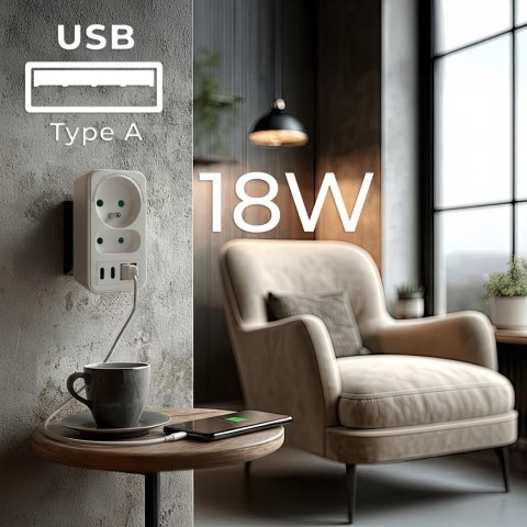 MACLEAN GNIAZDKO PRĄDOWE X2 + 4XUSB MCE249 F/W