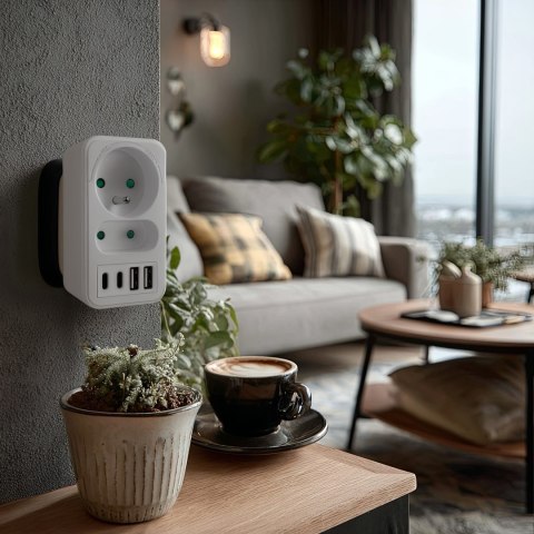 MACLEAN GNIAZDKO PRĄDOWE X2 + 4XUSB MCE249 F/W